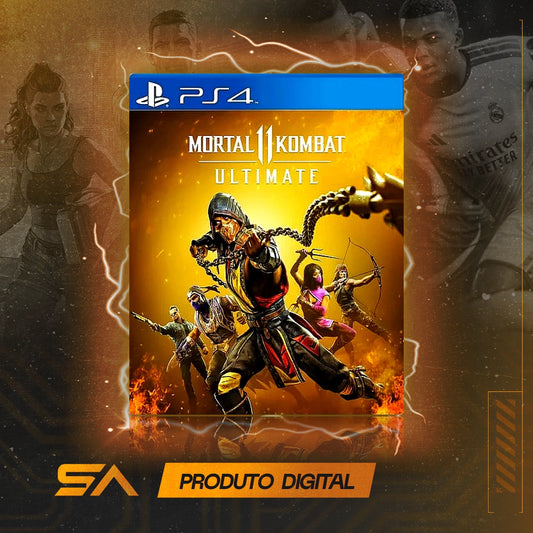 Capa oficial do jogo Mortal Kombat 11 Ultimate para PS4 em Mídia Digital
