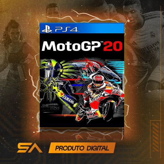 Capa oficial do jogo MotoGP 20 para PS4 em Mídia Digital
