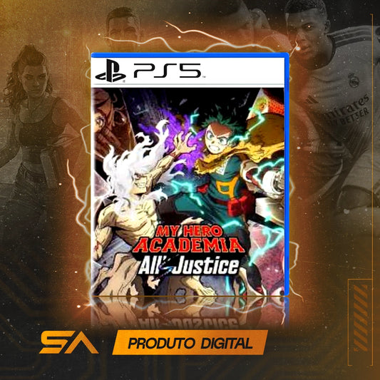 Capa oficial do jogo My Hero Academia: All's Justice para PS5 em Mídia Digital