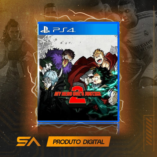Capa oficial do jogo My Hero Ones Justice 2 para PS4 em Mídia Digital