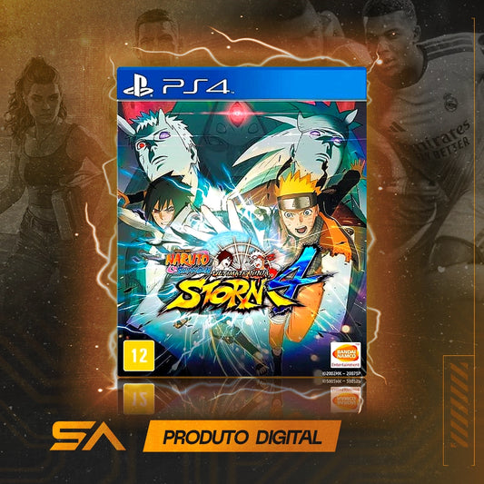 Capa oficial do jogo Naruto Shippuden Ultimate Ninja Storm 4 para PS4 em Mídia Digital