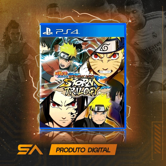 Capa oficial do jogo Naruto Shippuden: Ultimate Ninja Storm Trilogy para PS4 em Mídia Digital