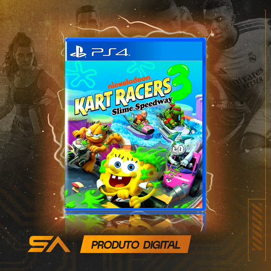 Capa oficial do jogo Nickelodeon Kart Racers 3: Slime Speedway para PS4 em Mídia Digital