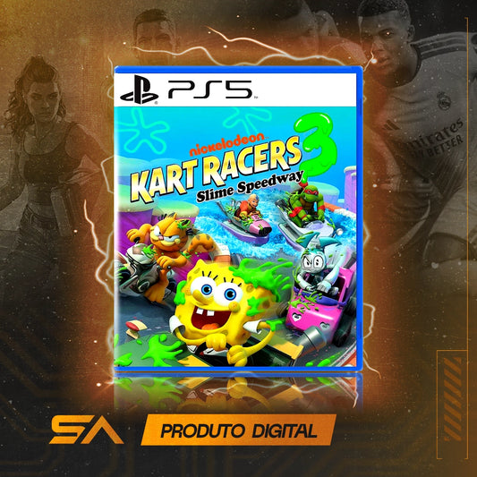 Capa oficial do jogo Nickelodeon Kart Racers 3: Slime Speedway para PS5 em Mídia Digital