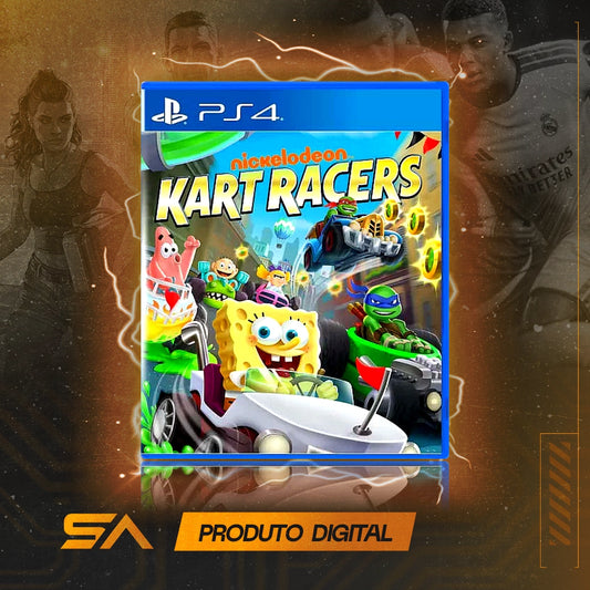 Capa oficial do jogo Nickelodeon Kart Racers para PS4 em Mídia Digital