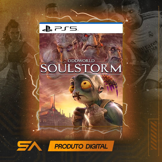 Capa oficial do jogo Oddworld: Soulstorm para PS5 em Mídia Digital