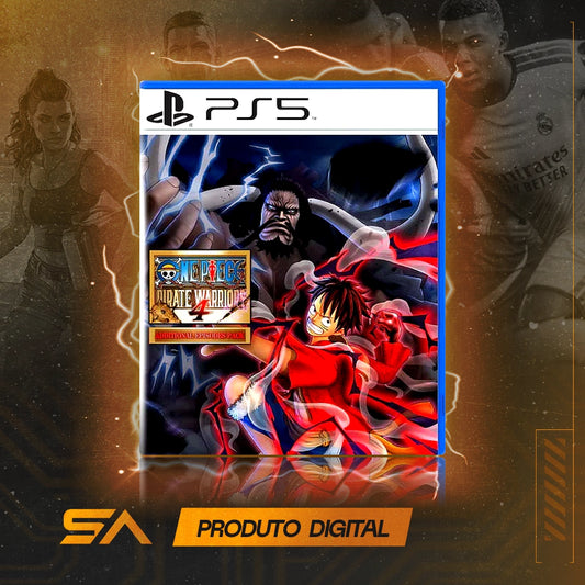 Capa oficial do jogo One Piece Pirate Warriors 4 para PS5 em Mídia Digital