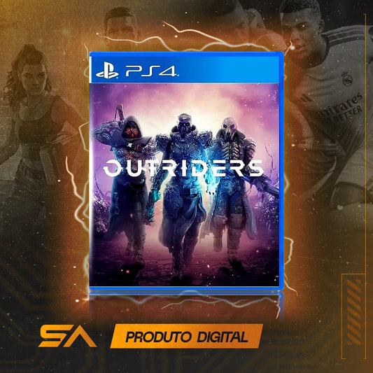 Capa oficial do jogo Outriders para PS4 em Mídia Digital
