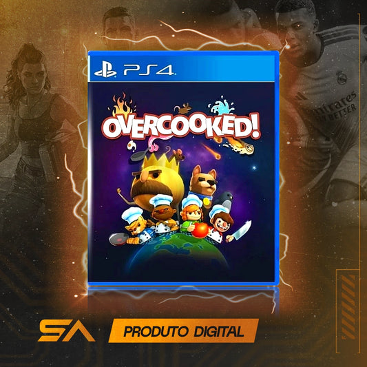 Capa oficial do jogo Overcooked para PS4 em Mídia Digital