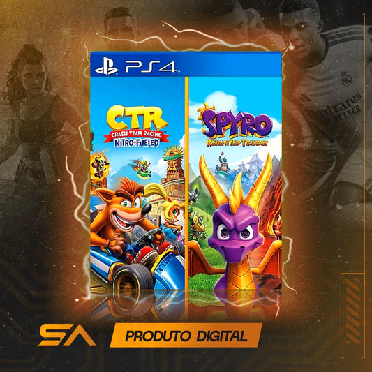 Capa oficial do jogo Pacote de Jogos - Crash Team Racing Nitro-Fueled + Spyro para PS4 em Mídia Digital