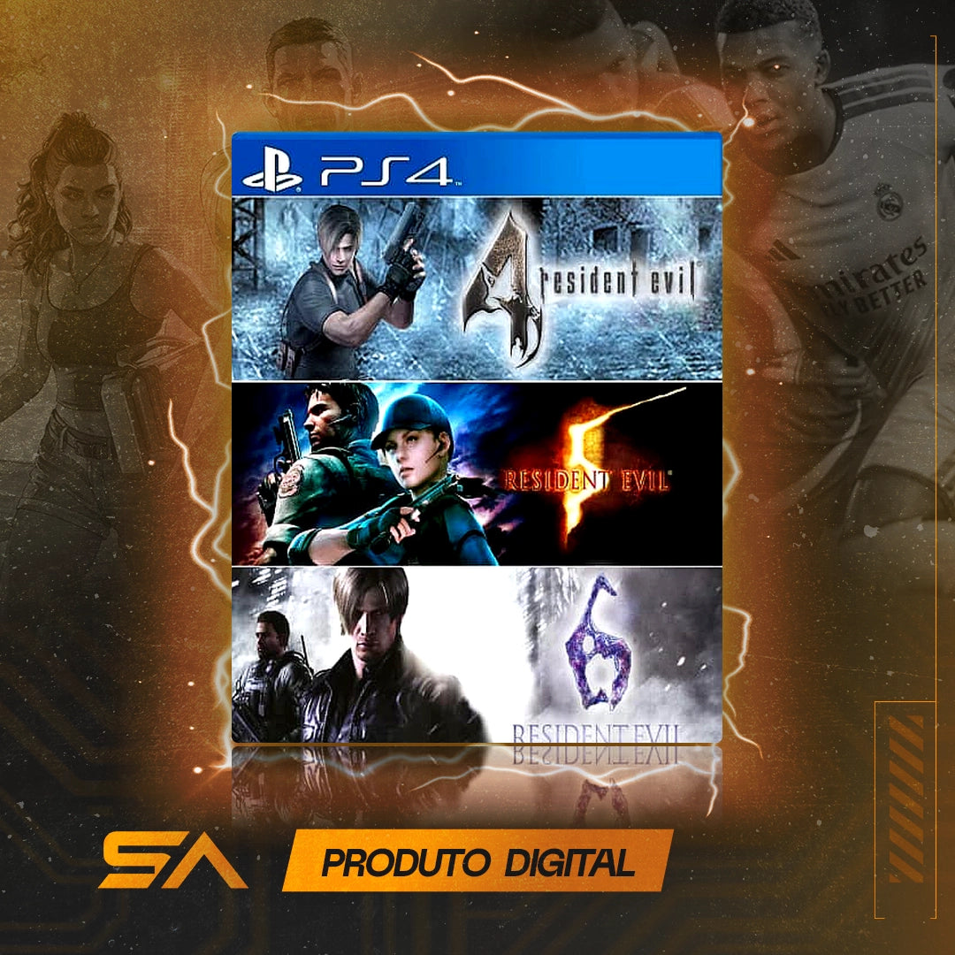Capa oficial do jogo Pacote Triplo Resident Evil para PS4 em Mídia Digital