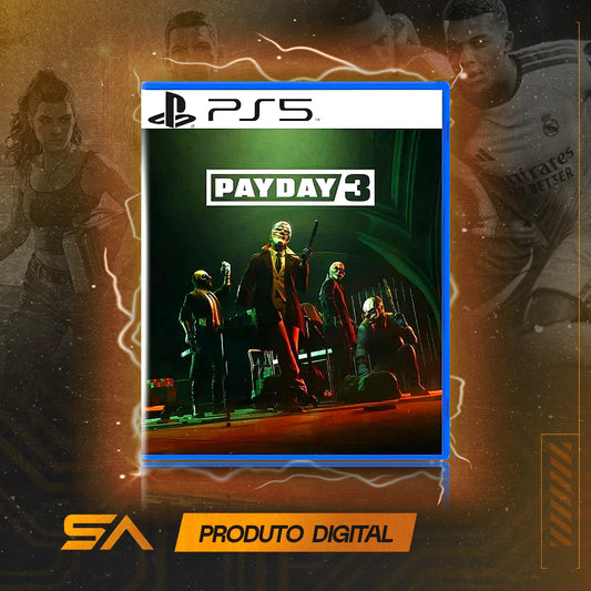 Capa oficial do jogo Payday 3 para PS5 em Mídia Digital