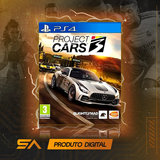 Capa oficial do jogo Project Cars 3 para PS4 em Mídia Digital