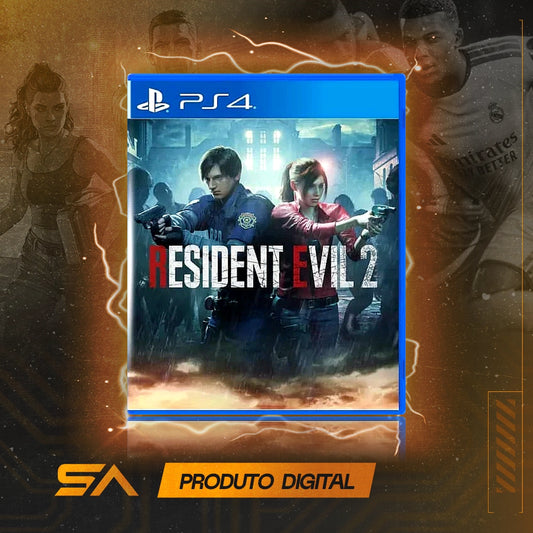 Capa oficial do jogo Resident Evil 2 para PS4 em Mídia Digital