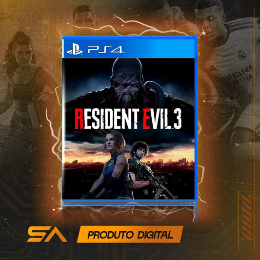 Capa oficial do jogo Resident Evil 3 para PS4 em Mídia Digital