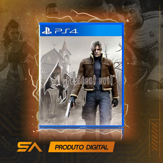 Capa oficial do jogo Resident Evil 4 (2005) para PS4 em Mídia Digital