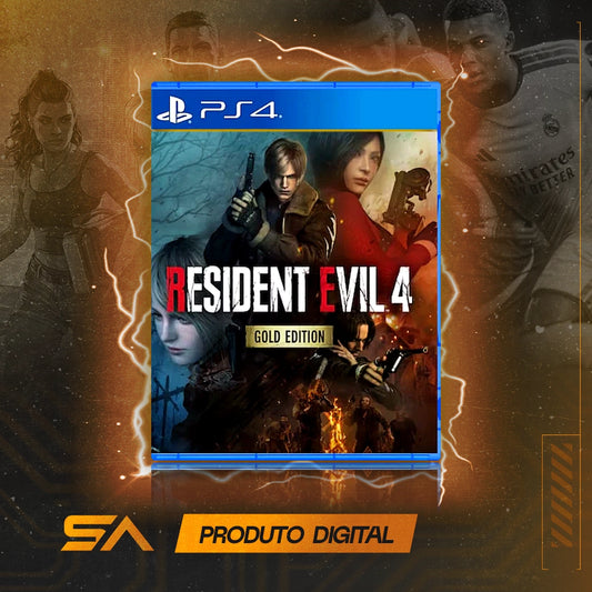 Capa oficial do jogo Resident Evil 4 Gold Edition para PS4 em Mídia Digital