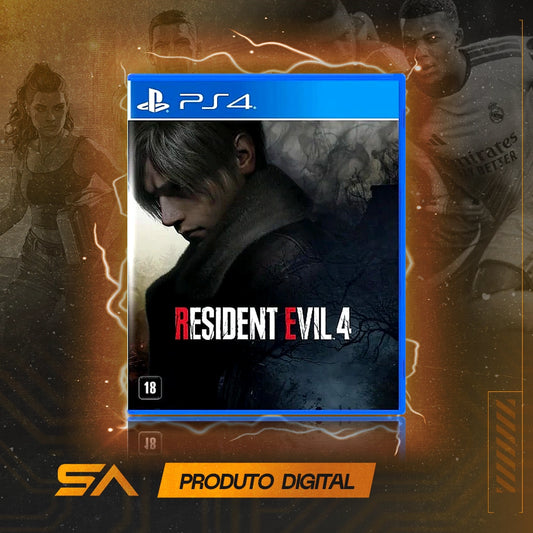 Capa oficial do jogo Resident Evil 4 Standard Edition para PS4 em Mídia Digital