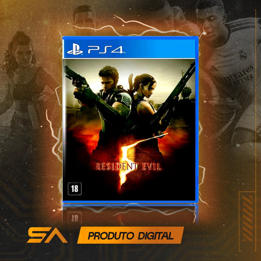 Capa oficial do jogo Resident Evil 5 para PS4 em Mídia Digital