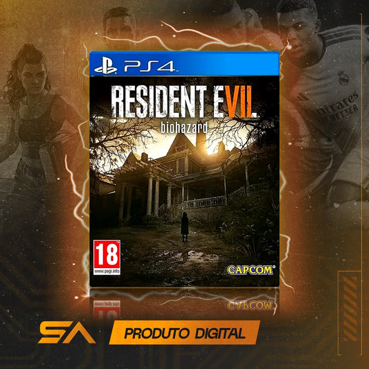 Capa oficial do jogo Resident Evil 7 Biohazard para PS4 em Mídia Digital