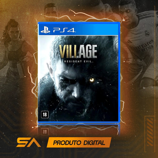Capa oficial do jogo Resident Evil Village para PS4 em Mídia Digital