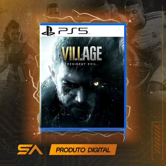 Capa oficial do jogo Resident Evil Village para PS5 em Mídia Digital