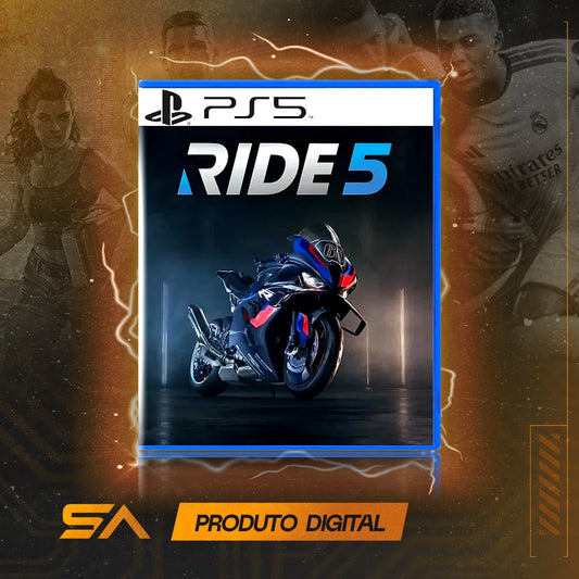 Capa oficial do jogo Ride 5 para PS5 em Mídia Digital
