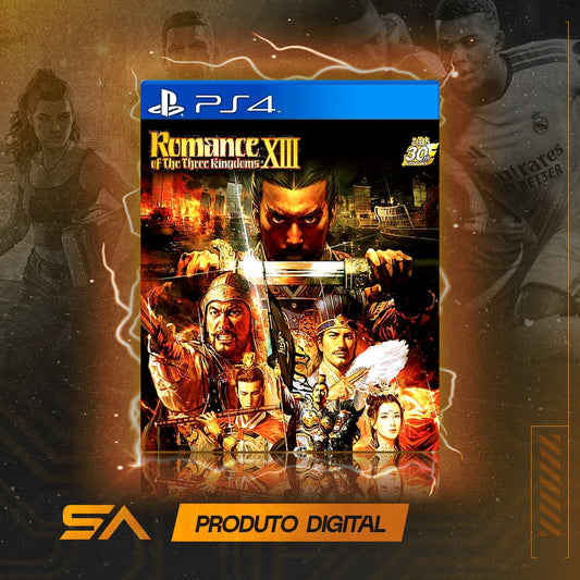Capa oficial do jogo Romance of The Three Kingdoms 13 para PS4 em Mídia Digital