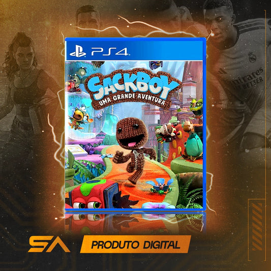 Capa oficial do jogo Sackboy uma Grande Aventura para PS4 em Mídia Digital