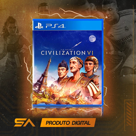 Capa oficial do jogo Sid Meier's Civilization VI para PS4 em Mídia Digital