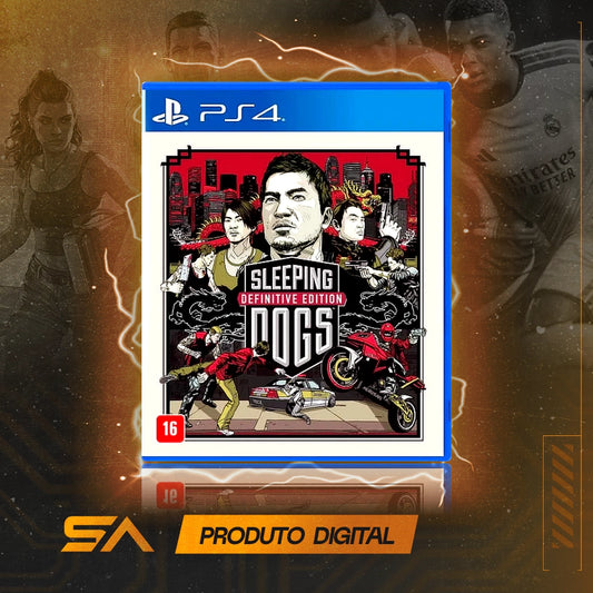 Capa oficial do jogo Sleeping Dogs Definitive Edition para PS4 em Mídia Digital