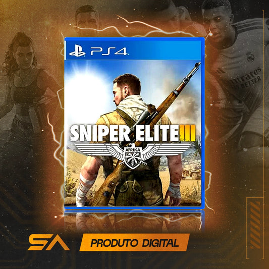 Capa oficial do jogo Sniper Elite 3 para PS4 em Mídia Digital