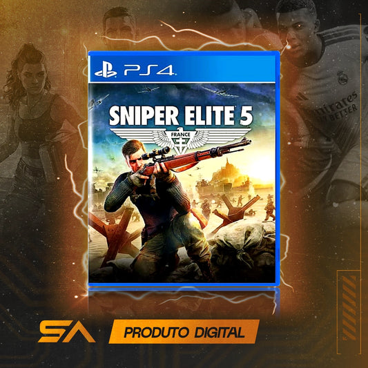 Capa oficial do jogo Sniper Elite 5 para PS4 em Mídia Digital