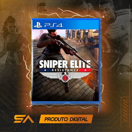 Capa oficial do jogo Sniper Elite Resistance para PS4 em Mídia Digital