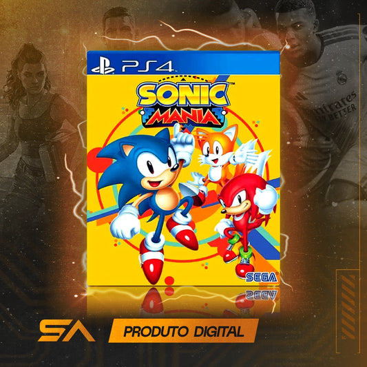 Capa oficial do jogo Sonic Mania para PS4 em Mídia Digital