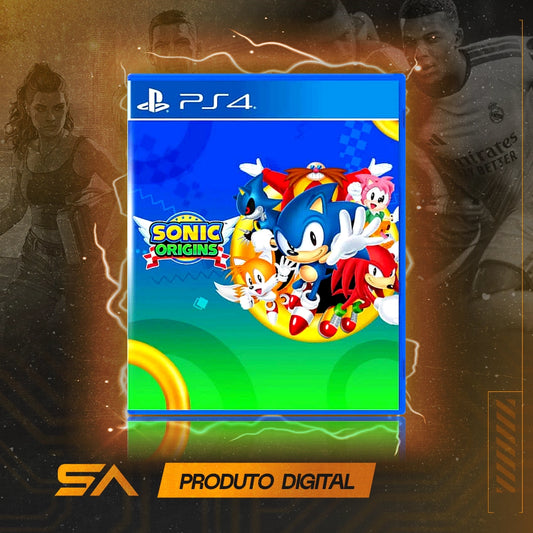 Capa oficial do jogo Sonic Origins para PS4 em Mídia Digital