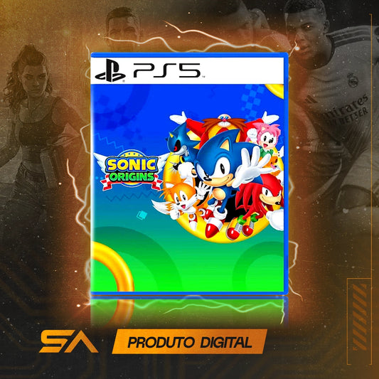 Capa oficial do jogo Sonic Origins para PS5 em Mídia Digital