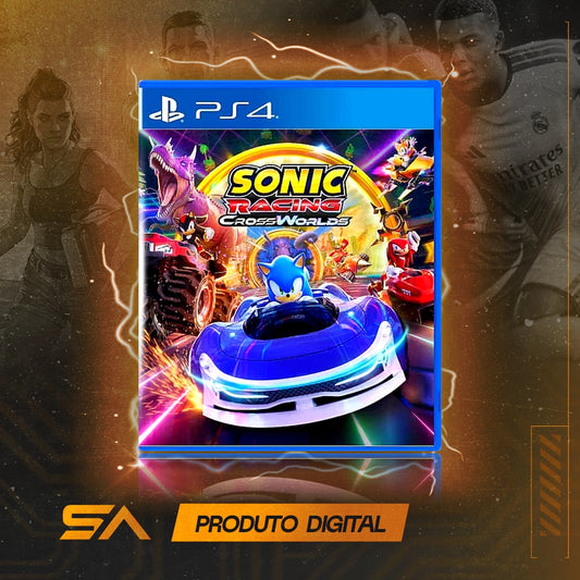 Capa oficial do jogo Sonic Racing: Crossworlds para PS4 em Mídia Digital