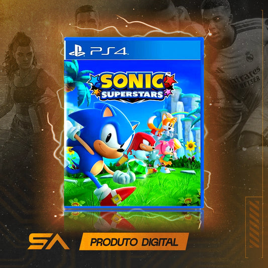 Capa oficial do jogo Sonic Superstars para PS4 em Mídia Digital