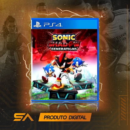 Capa oficial do jogo Sonic X Shadow Generations para PS4 em Mídia Digital