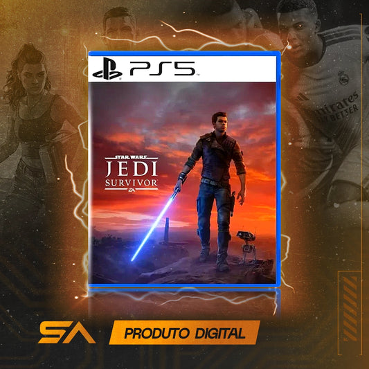 Capa oficial do jogo Star Wars Jedi: Survivor para PS5 em Mídia Digital