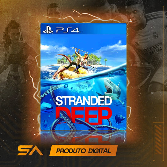 Capa oficial do jogo Stranded Deep para PS4 em Mídia Digital