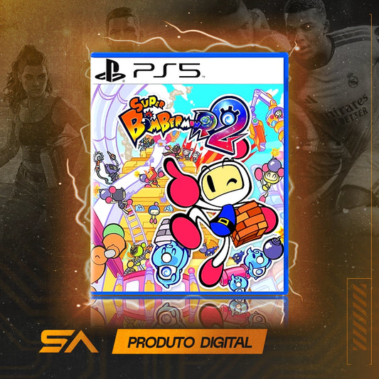 Capa oficial do jogo Super Bomberman R 2 para PS5 em Mídia Digital