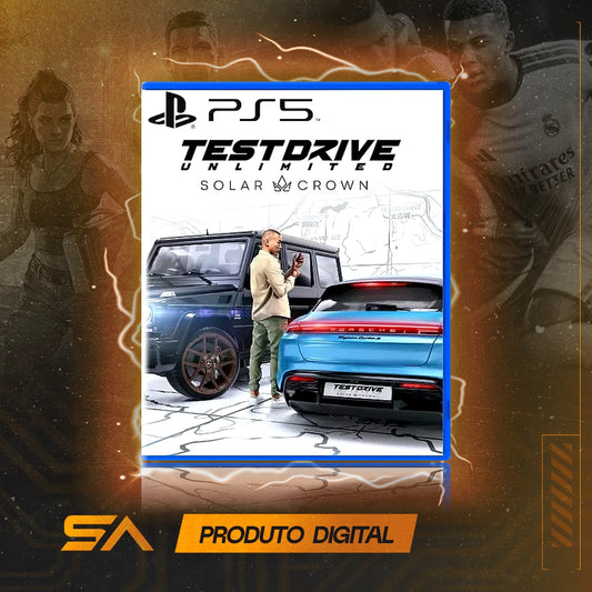 Capa oficial do jogo Test Drive Unlimited Solar Crown para PS5 em Mídia Digital