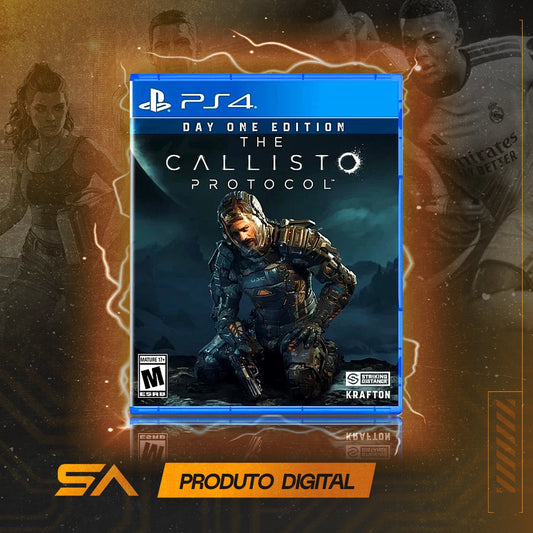 Capa oficial do jogo The Callisto Protocol - Day One Edition para PS4 em Mídia Digital