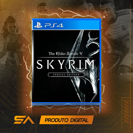 Capa oficial do jogo The Elder Scrolls V Skyrim Special Edition para PS4 em Mídia Digital