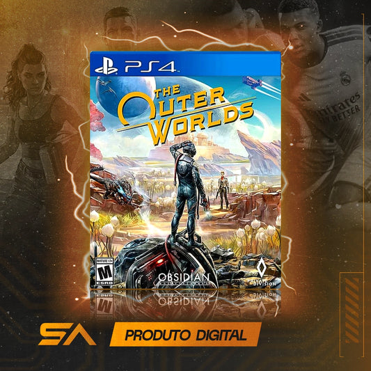 Capa oficial do jogo The Outer Worlds para PS4 em Mídia Digital