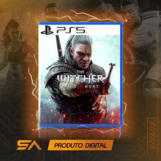 Capa oficial do jogo The Witcher 3: Wild Hunt para PS5 em Mídia Digital