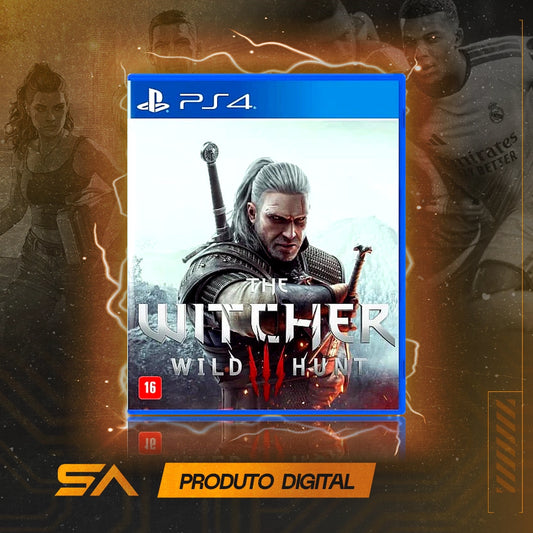 Capa oficial do jogo The Witcher 3: Wild Hunt para PS4 em Mídia Digital