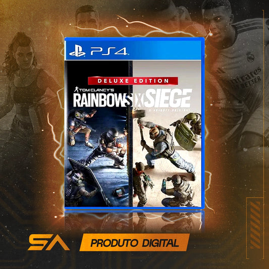 Capa oficial do jogo Tom Clancys Rainbow Six Siege Deluxe Edition para PS4 em Mídia Digital